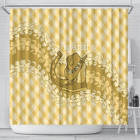 Melemele Hawaii Cowboy Palaka Motifs Personalised Shower Curtain Paniolo Festival Puakenikeni Lei LT14 - Polynesian Pride