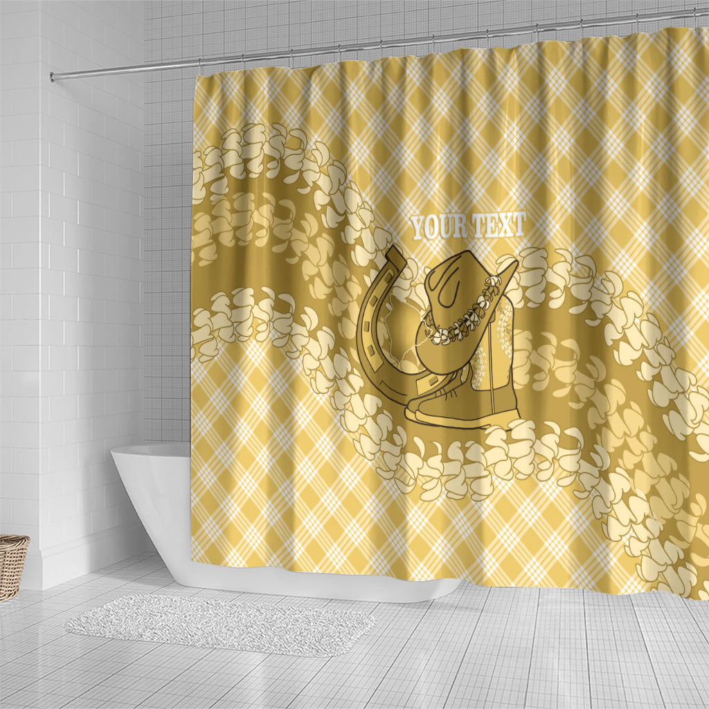 Melemele Hawaii Cowboy Palaka Motifs Personalised Shower Curtain Paniolo Festival Puakenikeni Lei LT14 - Polynesian Pride