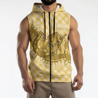 Melemele Hawaii Cowboy Palaka Motifs Personalised Sleeveless Zip Hoodie Paniolo Festival Puakenikeni Lei LT14 - Polynesian Pride