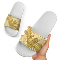Melemele Hawaii Cowboy Palaka Motifs Personalised Slide Sandals Paniolo Festival Puakenikeni Lei LT14 - Polynesian Pride