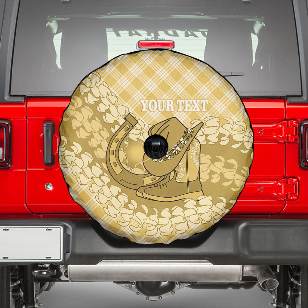 Melemele Hawaii Cowboy Palaka Motifs Personalised Spare Tire Cover Paniolo Festival Puakenikeni Lei LT14 - Polynesian Pride