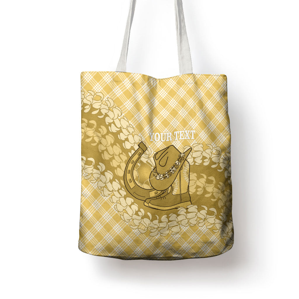 Melemele Hawaii Cowboy Palaka Motifs Personalised Tote Bag Paniolo Festival Puakenikeni Lei LT14 - Polynesian Pride