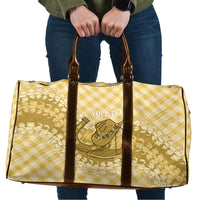 Melemele Hawaii Cowboy Palaka Motifs Personalised Travel Bag Paniolo Festival Puakenikeni Lei LT14 Yellow - Polynesian Pride