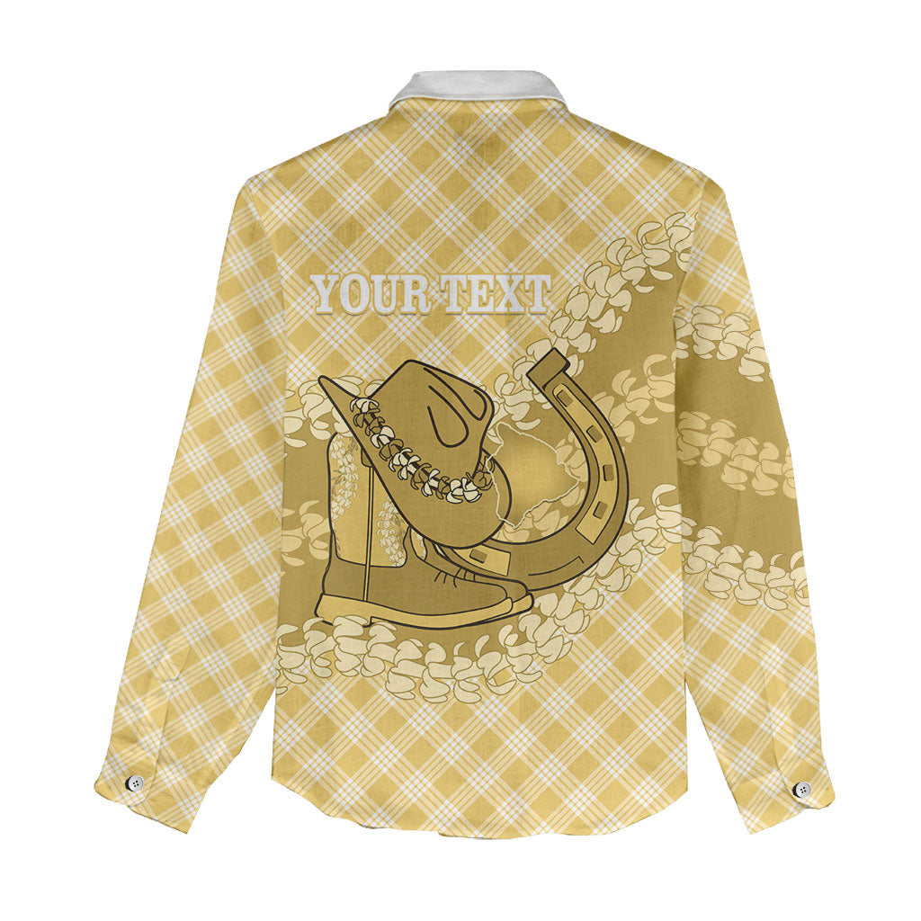Melemele Hawaii Cowboy Palaka Motifs Personalised Women Casual Shirt Paniolo Festival Puakenikeni Lei LT14 - Polynesian Pride