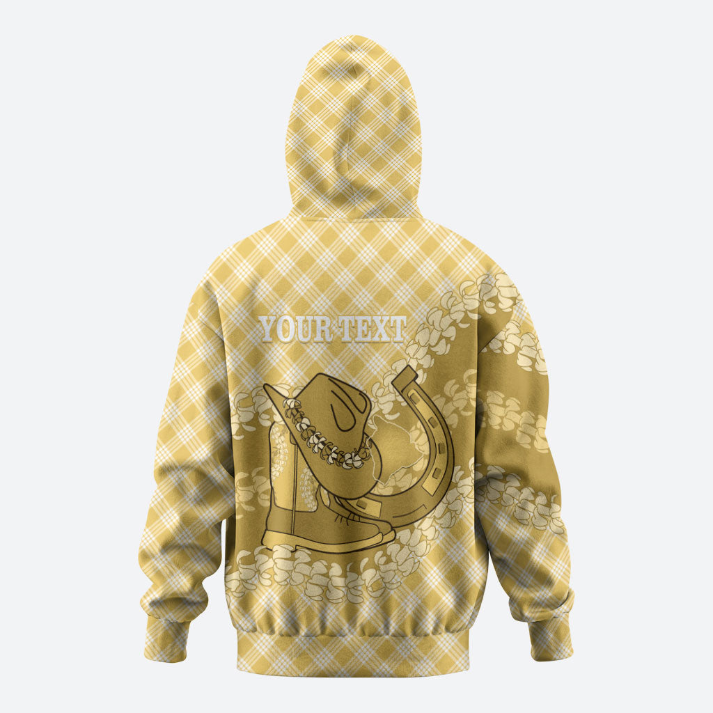 Melemele Hawaii Cowboy Palaka Motifs Personalised Zip Hoodie Paniolo Festival Puakenikeni Lei LT14 - Polynesian Pride