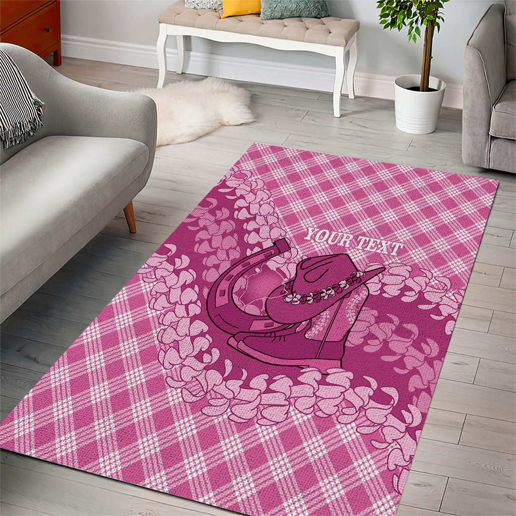 Alaka Hawaii Cowboy Palaka Motifs Personalised Area Rug Paniolo Festival Puakenikeni Lei
