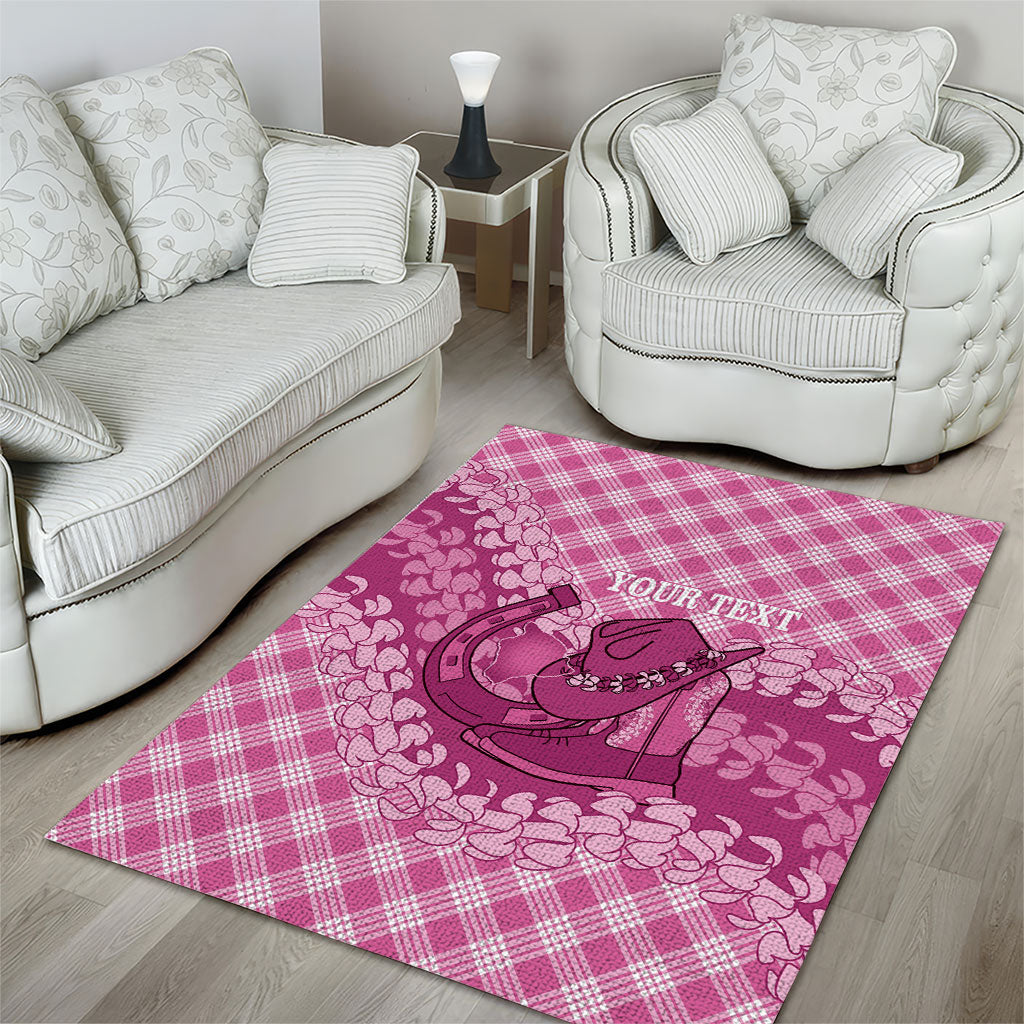 Alaka Hawaii Cowboy Palaka Motifs Personalised Area Rug Paniolo Festival Puakenikeni Lei