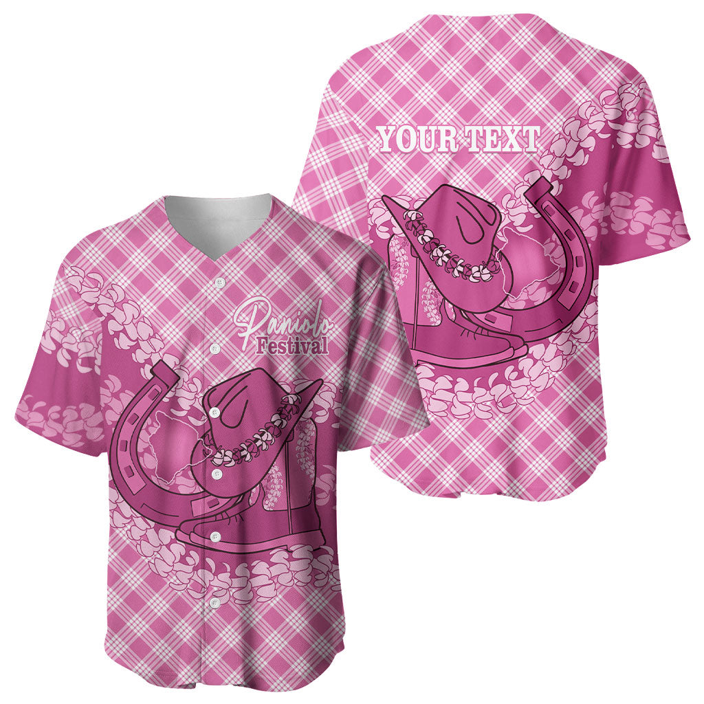 Alaka Hawaii Cowboy Palaka Motifs Personalised Baseball Jersey Paniolo Festival Puakenikeni Lei