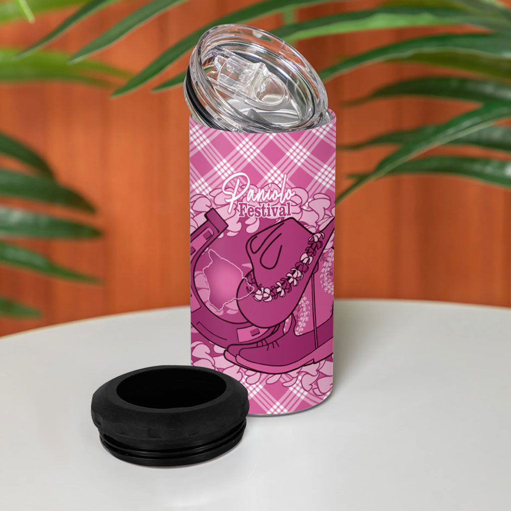 Alaka Hawaii Cowboy Palaka Motifs Personalised 4 in 1 Can Cooler Tumbler Paniolo Festival Puakenikeni Lei LT14 - Polynesian Pride
