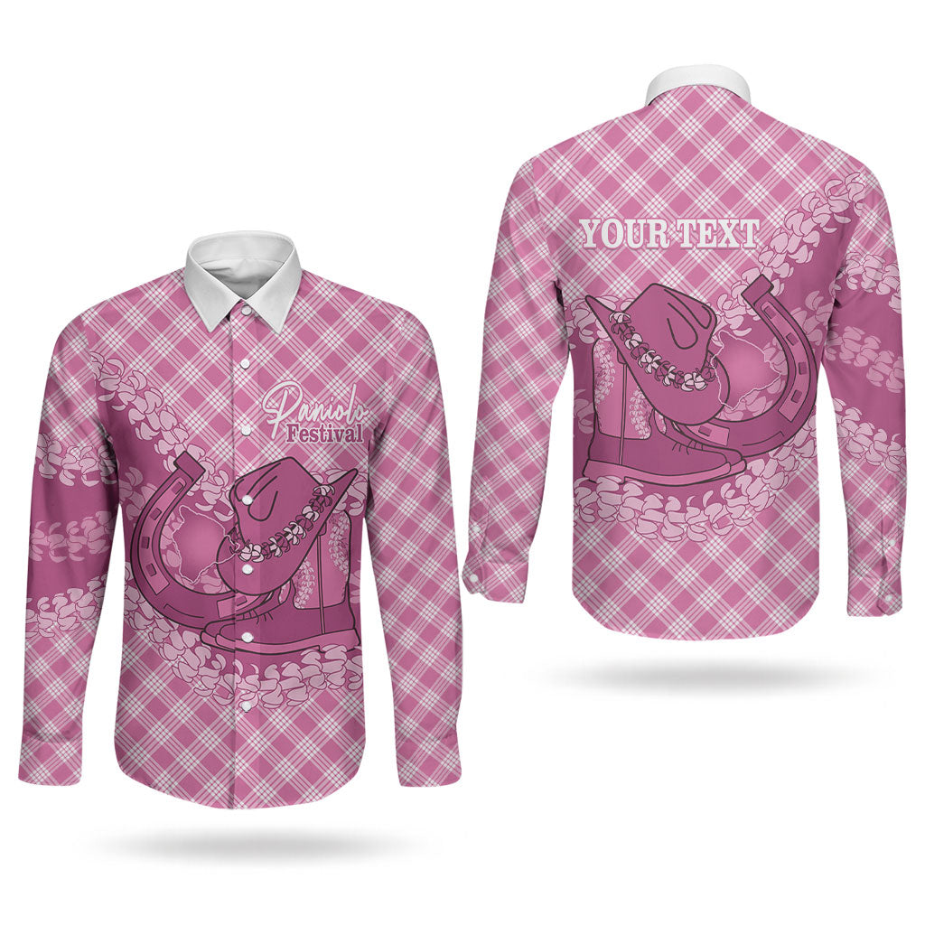 Alaka Hawaii Cowboy Palaka Motifs Personalised Couples Matching Long Sleeve Bodycon Dress and Long Sleeve Button Shirt Paniolo Festival Puakenikeni Lei LT14 - Polynesian Pride
