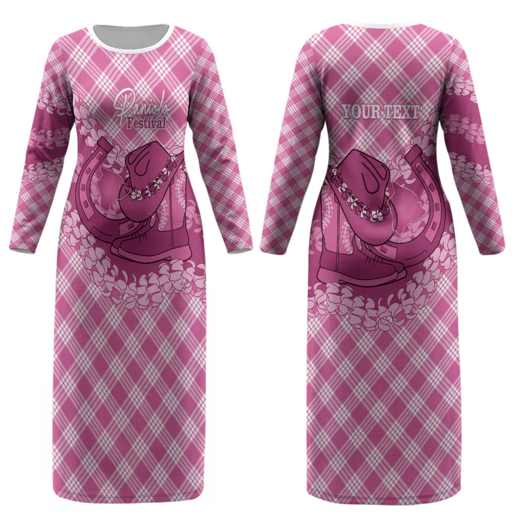 Alaka Hawaii Cowboy Palaka Motifs Personalised Couples Matching Long Sleeve Bodycon Dress and Long Sleeve Button Shirt Paniolo Festival Puakenikeni Lei LT14 - Polynesian Pride