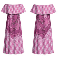 Alaka Hawaii Cowboy Palaka Motifs Personalised Couples Matching Off Shoulder Maxi Dress and Hawaiian Shirt Paniolo Festival Puakenikeni Lei LT14 - Polynesian Pride