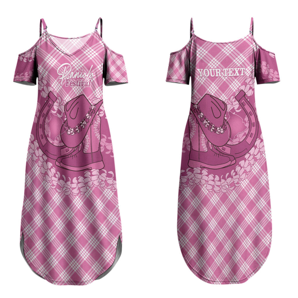 Alaka Hawaii Cowboy Palaka Motifs Personalised Couples Matching Summer Maxi Dress and Long Sleeve Button Shirt Paniolo Festival Puakenikeni Lei LT14 - Polynesian Pride