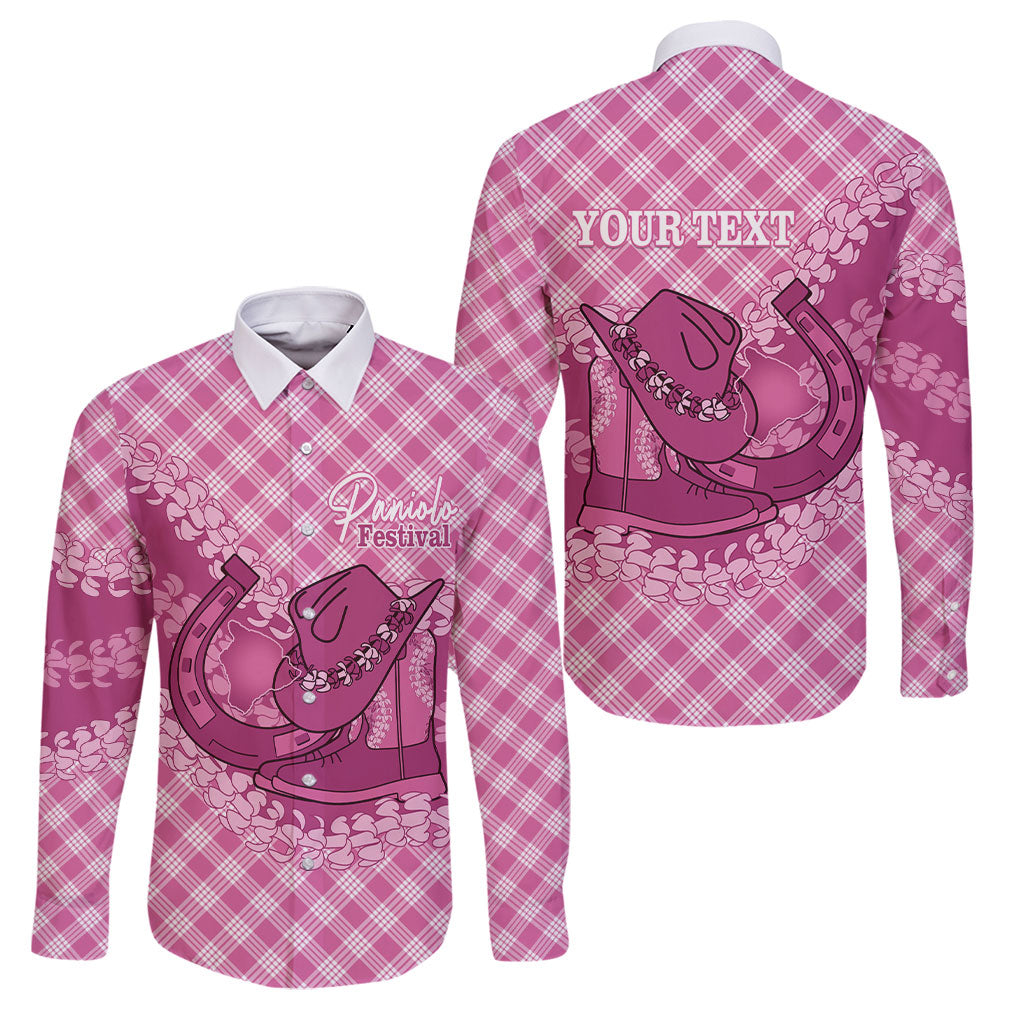 Alaka Hawaii Cowboy Palaka Motifs Personalised Family Matching Mermaid Dress and Hawaiian Shirt Paniolo Festival Puakenikeni Lei LT14 Dad's Shirt - Long Sleeve Pink - Polynesian Pride