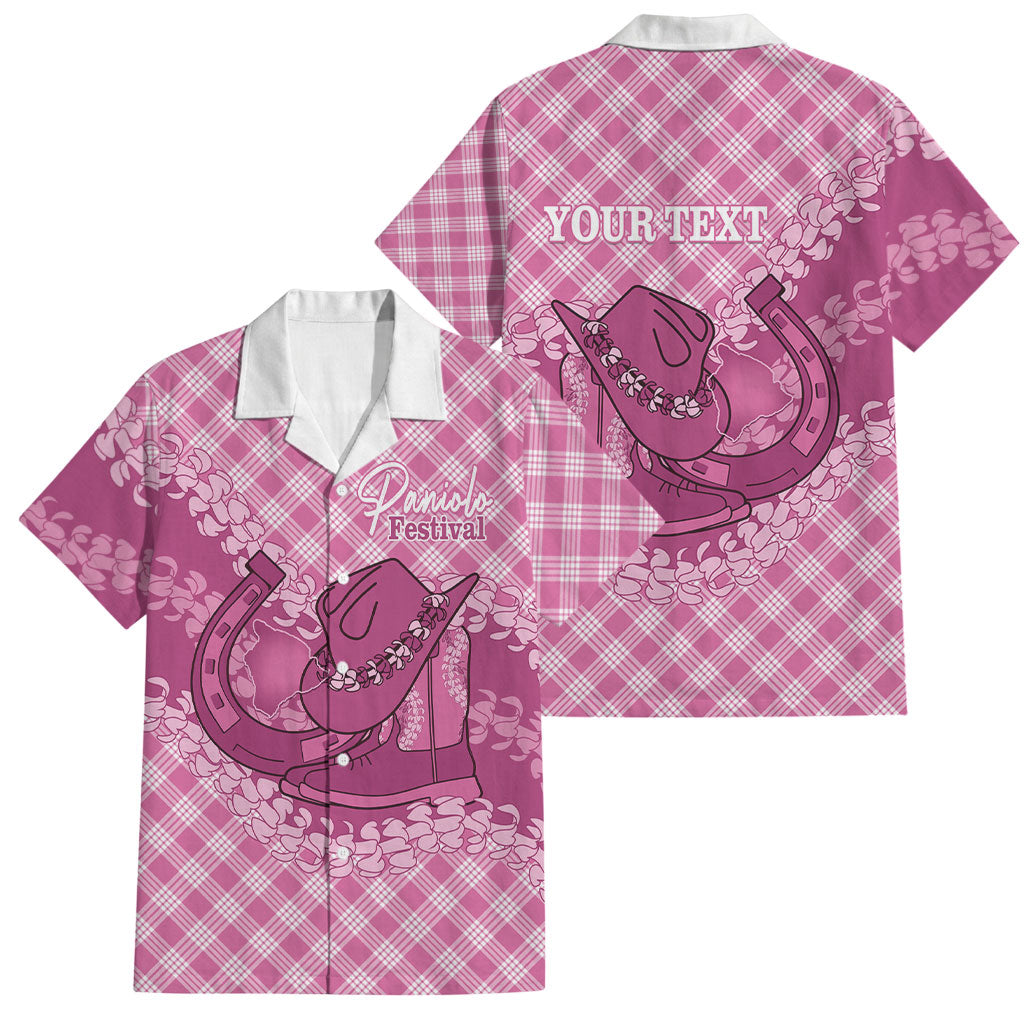 Alaka Hawaii Cowboy Palaka Motifs Personalised Family Matching Off Shoulder Maxi Dress and Hawaiian Shirt Paniolo Festival Puakenikeni Lei LT14 Dad's Shirt - Short Sleeve Pink - Polynesian Pride