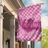 Alaka Hawaii Cowboy Palaka Motifs Personalised Garden Flag Paniolo Festival Puakenikeni Lei LT14 House Flag Pink - Polynesian Pride