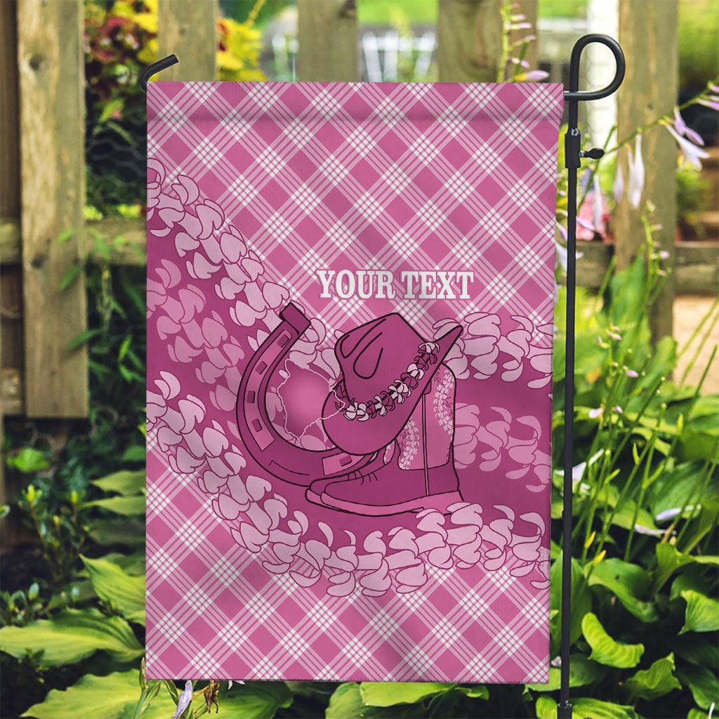 Alaka Hawaii Cowboy Palaka Motifs Personalised Garden Flag Paniolo Festival Puakenikeni Lei LT14 Garden Flag Pink - Polynesian Pride