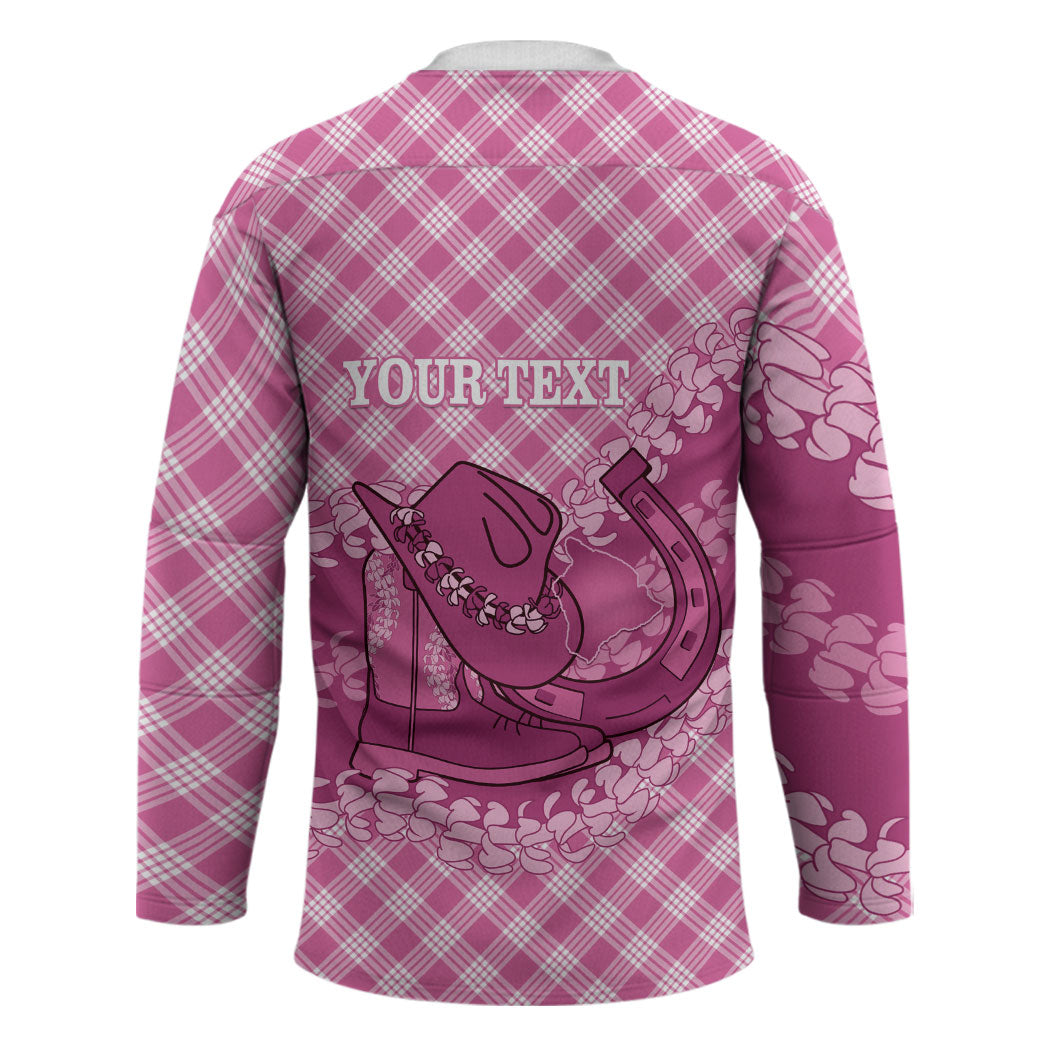 Alaka Hawaii Cowboy Palaka Motifs Personalised Hockey Jersey Paniolo Festival Puakenikeni Lei LT14 - Polynesian Pride