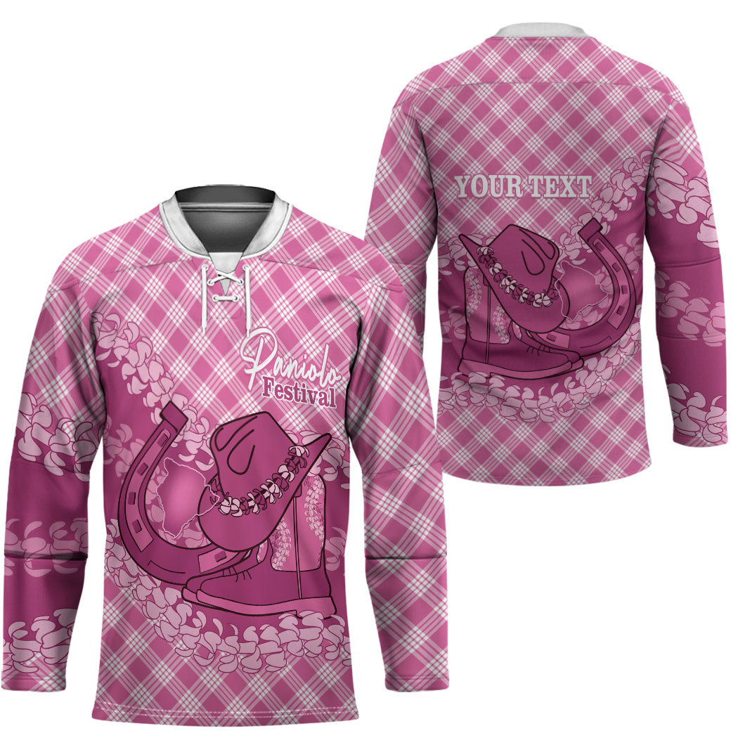Alaka Hawaii Cowboy Palaka Motifs Personalised Hockey Jersey Paniolo Festival Puakenikeni Lei LT14 - Polynesian Pride