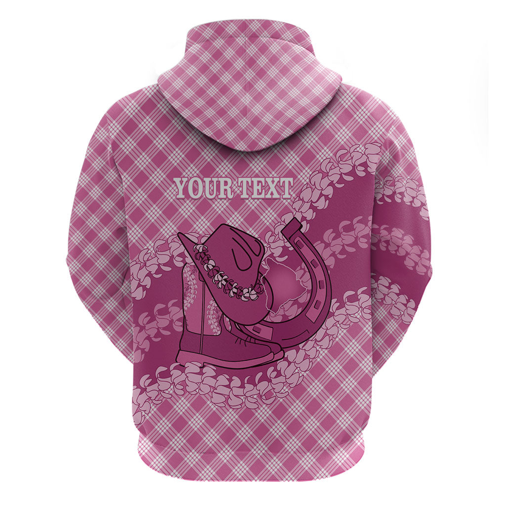 Alaka Hawaii Cowboy Palaka Motifs Personalised Hoodie Paniolo Festival Puakenikeni Lei LT14 - Polynesian Pride