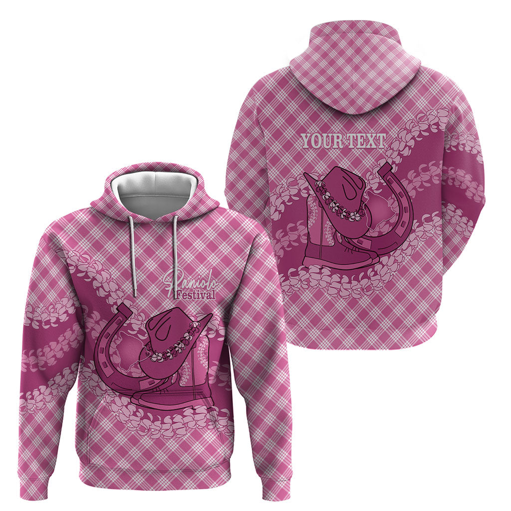 Alaka Hawaii Cowboy Palaka Motifs Personalised Hoodie Paniolo Festival Puakenikeni Lei LT14 - Polynesian Pride