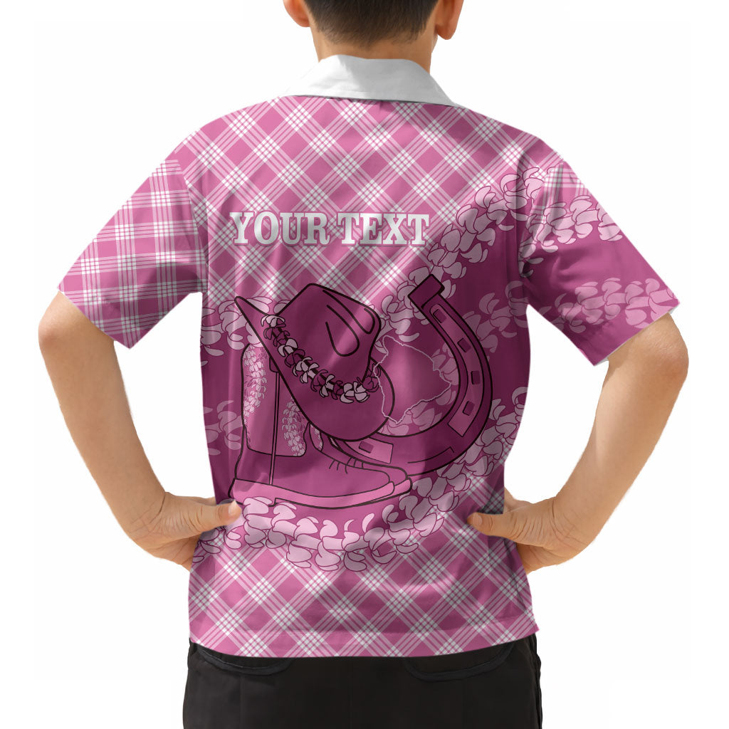 Alaka Hawaii Cowboy Palaka Motifs Personalised Kid Hawaiian Shirt Paniolo Festival Puakenikeni Lei LT14 - Polynesian Pride
