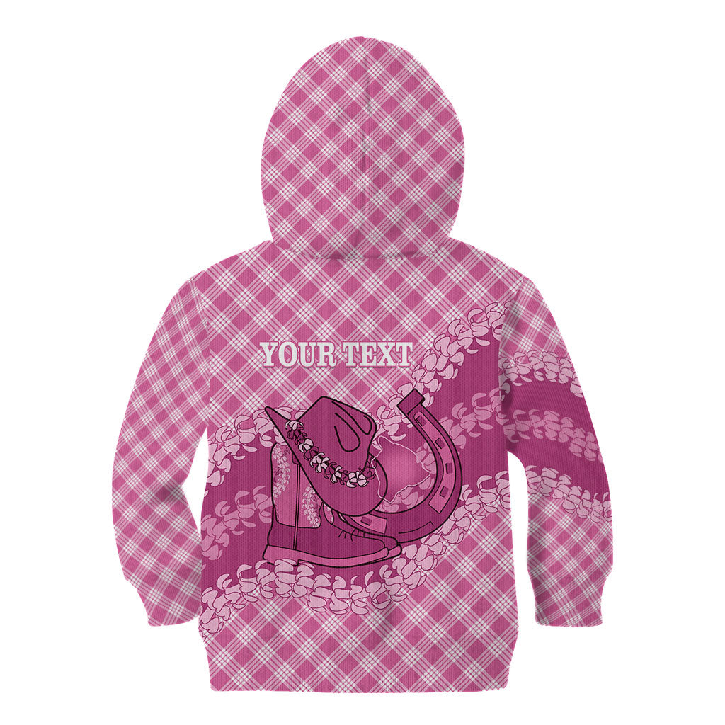 Alaka Hawaii Cowboy Palaka Motifs Personalised Kid Hoodie Paniolo Festival Puakenikeni Lei LT14 - Polynesian Pride