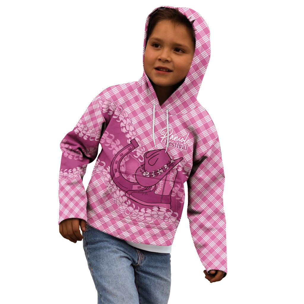 Alaka Hawaii Cowboy Palaka Motifs Personalised Kid Hoodie Paniolo Festival Puakenikeni Lei LT14 - Polynesian Pride