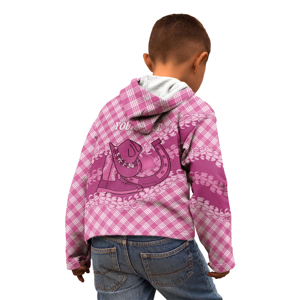 Alaka Hawaii Cowboy Palaka Motifs Personalised Kid Hoodie Paniolo Festival Puakenikeni Lei LT14 - Polynesian Pride