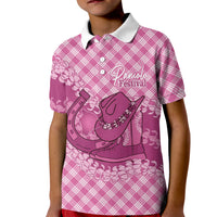 Alaka Hawaii Cowboy Palaka Motifs Personalised Kid Polo Shirt Paniolo Festival Puakenikeni Lei LT14 Kid Pink - Polynesian Pride