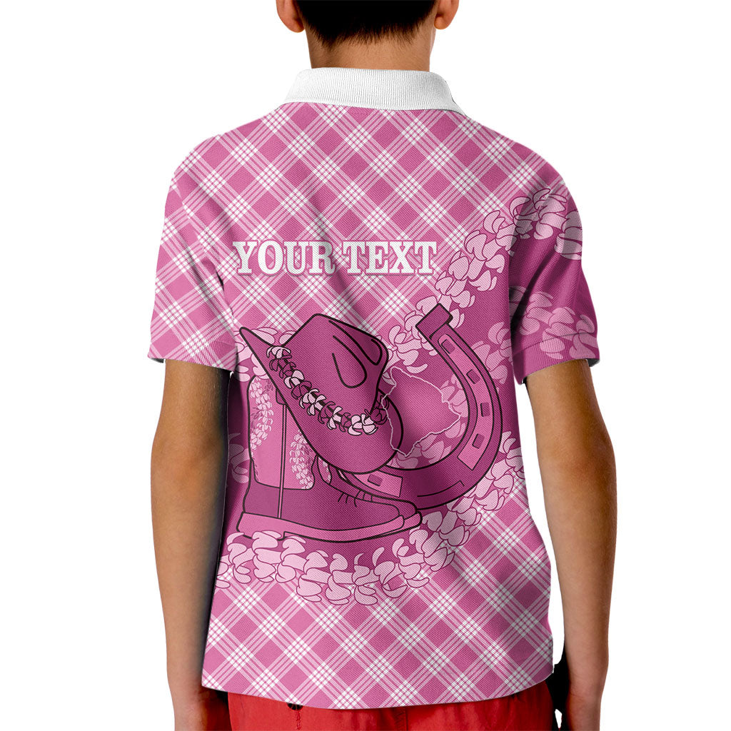 Alaka Hawaii Cowboy Palaka Motifs Personalised Kid Polo Shirt Paniolo Festival Puakenikeni Lei LT14 - Polynesian Pride