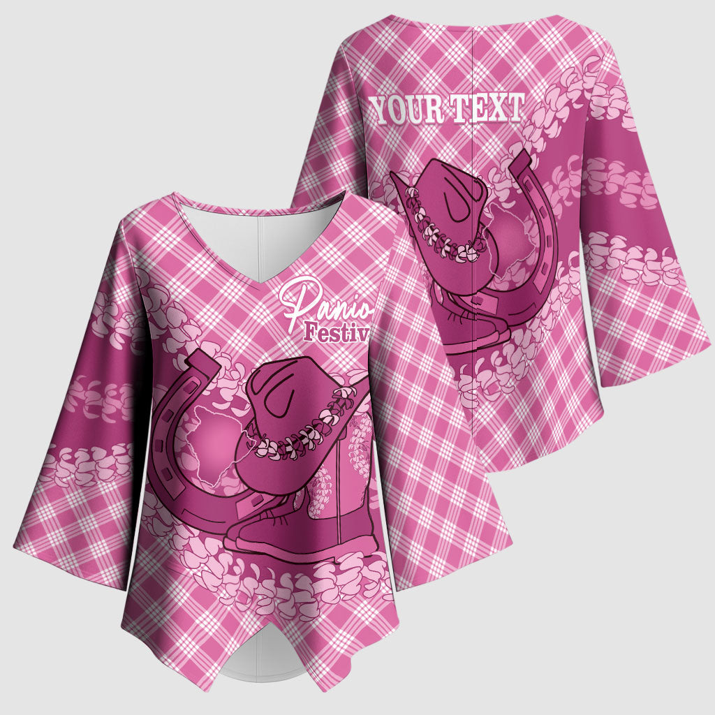 Alaka Hawaii Cowboy Palaka Motifs Personalised Kimono Sleeve Blouse Paniolo Festival Puakenikeni Lei LT14 - Polynesian Pride
