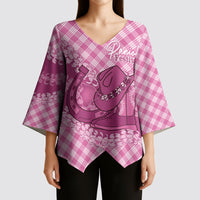 Alaka Hawaii Cowboy Palaka Motifs Personalised Kimono Sleeve Blouse Paniolo Festival Puakenikeni Lei LT14 - Polynesian Pride