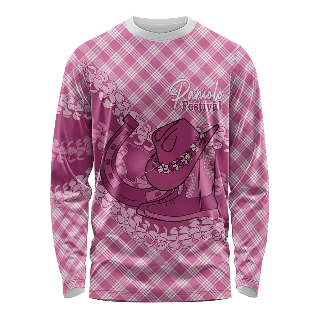 Alaka Hawaii Cowboy Palaka Motifs Personalised Long Sleeve Shirt Paniolo Festival Puakenikeni Lei