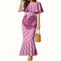 Alaka Hawaii Cowboy Palaka Motifs Personalised Mermaid Dress Paniolo Festival Puakenikeni Lei LT14 Women Pink - Polynesian Pride