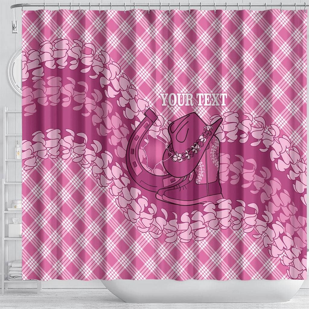 Alaka Hawaii Cowboy Palaka Motifs Personalised Shower Curtain Paniolo Festival Puakenikeni Lei LT14 - Polynesian Pride