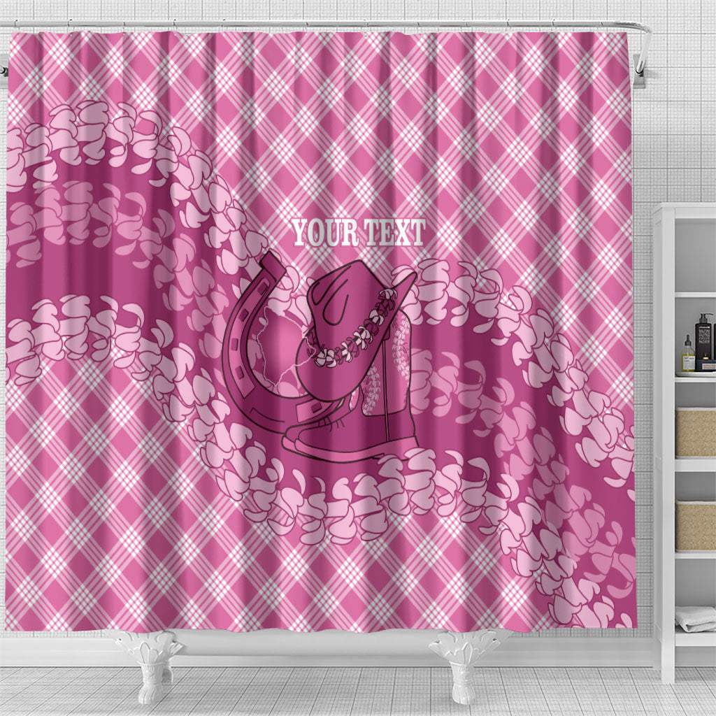 Alaka Hawaii Cowboy Palaka Motifs Personalised Shower Curtain Paniolo Festival Puakenikeni Lei LT14 - Polynesian Pride