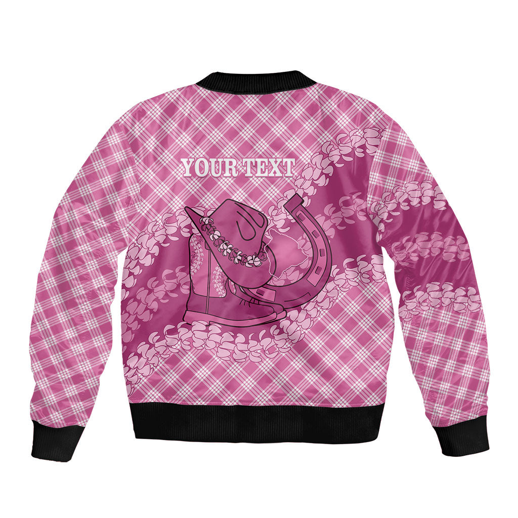 Alaka Hawaii Cowboy Palaka Motifs Personalised Sleeve Zip Bomber Jacket Paniolo Festival Puakenikeni Lei LT14 - Polynesian Pride