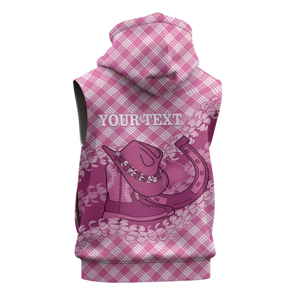 Alaka Hawaii Cowboy Palaka Motifs Personalised Sleeveless Zip Hoodie Paniolo Festival Puakenikeni Lei LT14 - Polynesian Pride