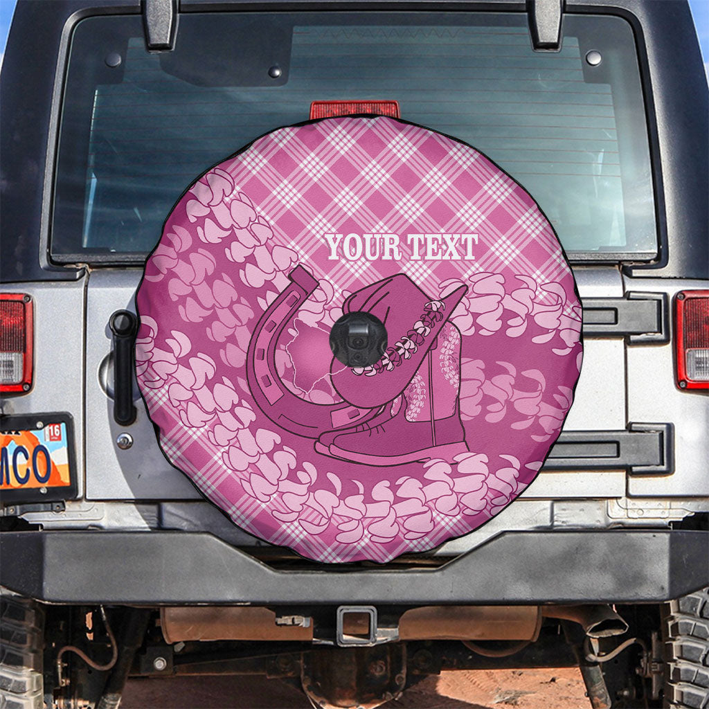 Alaka Hawaii Cowboy Palaka Motifs Personalised Spare Tire Cover Paniolo Festival Puakenikeni Lei LT14 Pink - Polynesian Pride