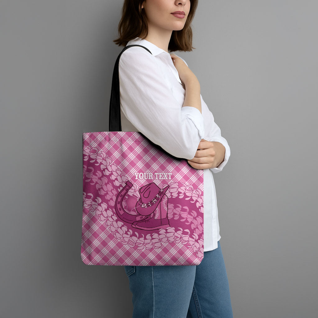 Alaka Hawaii Cowboy Palaka Motifs Personalised Tote Bag Paniolo Festival Puakenikeni Lei