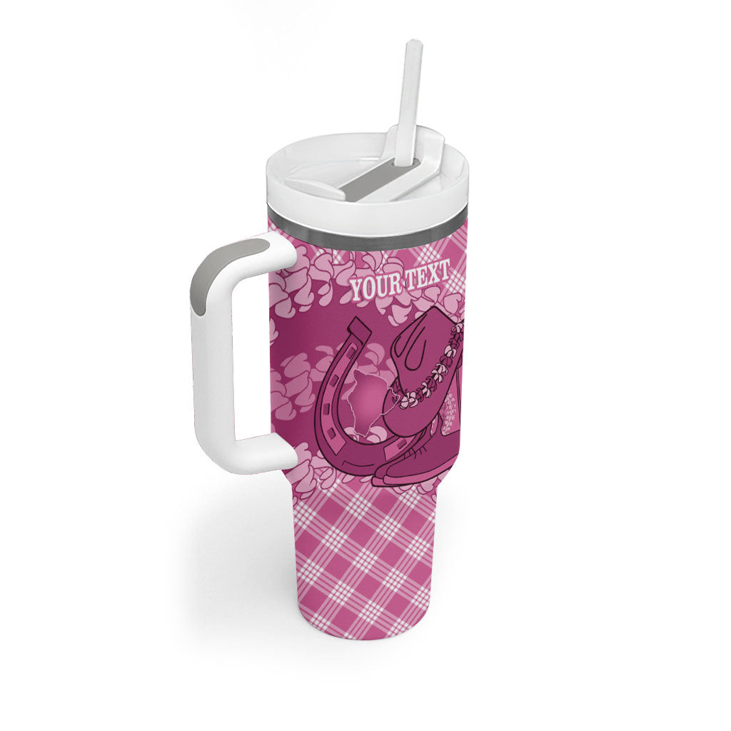 Alaka Hawaii Cowboy Palaka Motifs Personalised Tumbler With Handle Paniolo Festival Puakenikeni Lei LT14 - Polynesian Pride