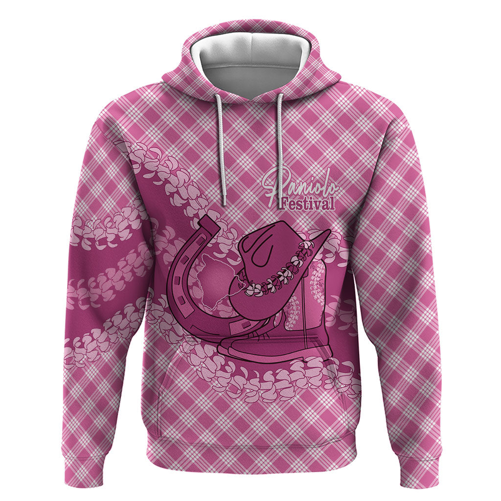Alaka Hawaii Cowboy Palaka Motifs Personalised Zip Hoodie Paniolo Festival Puakenikeni Lei LT14 Pullover Hoodie Pink - Polynesian Pride