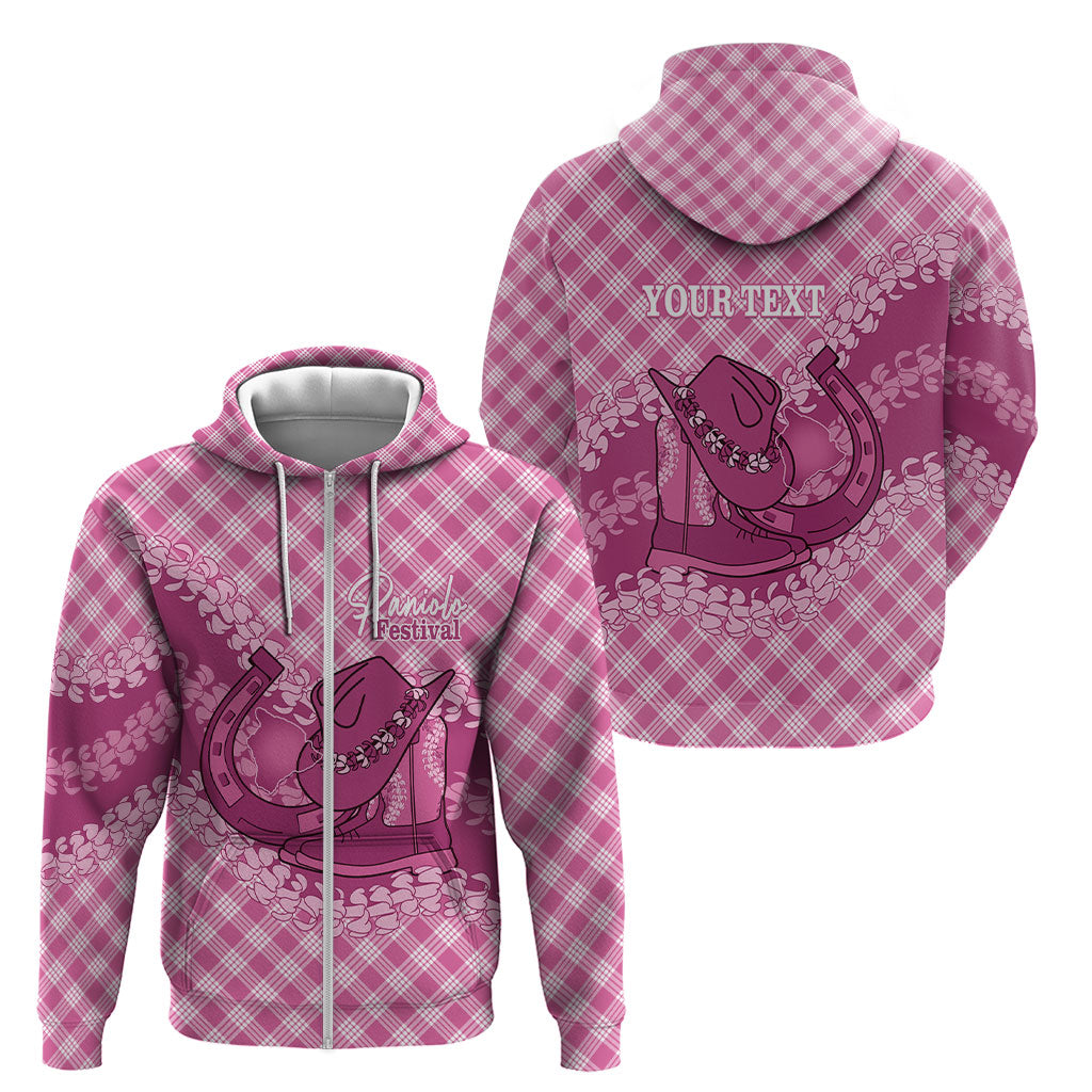 Alaka Hawaii Cowboy Palaka Motifs Personalised Zip Hoodie Paniolo Festival Puakenikeni Lei LT14 - Polynesian Pride
