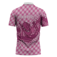 Alaka Hawaii Cowboy Palaka Motifs Personalised Zipper Polo Shirt Paniolo Festival Puakenikeni Lei LT14 - Polynesian Pride