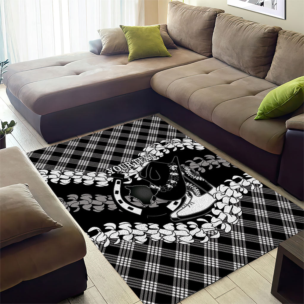 Eleele Hawaii Cowboy Palaka Motifs Personalised Area Rug Paniolo Festival Puakenikeni Lei