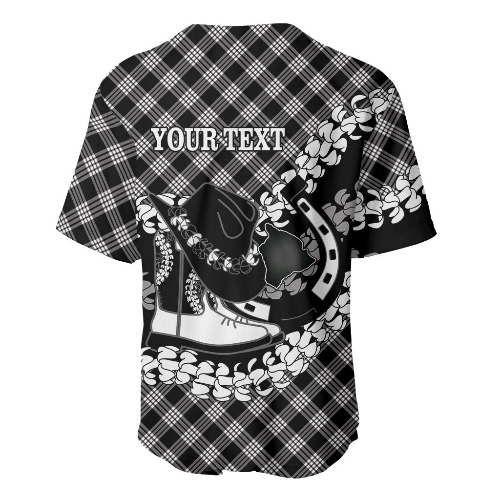 Eleele Hawaii Cowboy Palaka Motifs Personalised Baseball Jersey Paniolo Festival Puakenikeni Lei