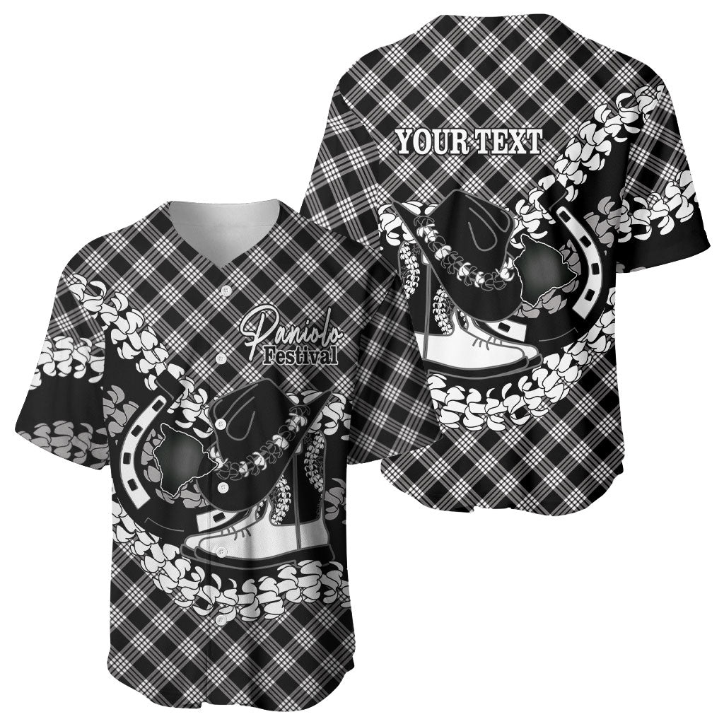 Eleele Hawaii Cowboy Palaka Motifs Personalised Baseball Jersey Paniolo Festival Puakenikeni Lei