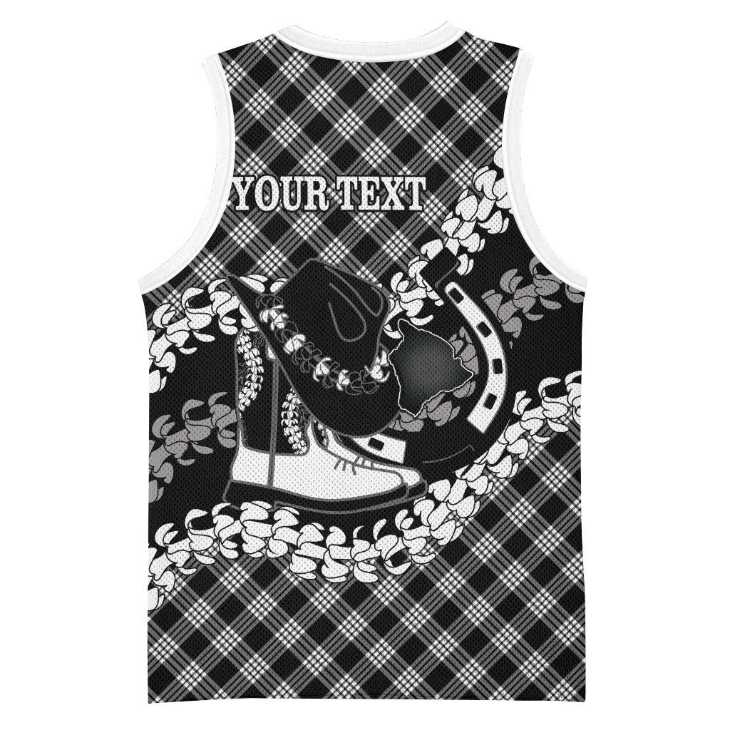 Eleele Hawaii Cowboy Palaka Motifs Personalised Basketball Jersey Paniolo Festival Puakenikeni Lei LT14 - Polynesian Pride
