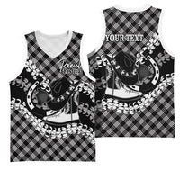 Eleele Hawaii Cowboy Palaka Motifs Personalised Basketball Jersey Paniolo Festival Puakenikeni Lei LT14 - Polynesian Pride